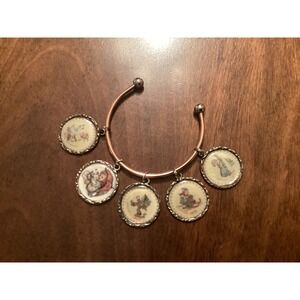 Vintage Hummel Sister Berta Hummel Charm Cuff Bracelet Rose Gold Tone 1970s